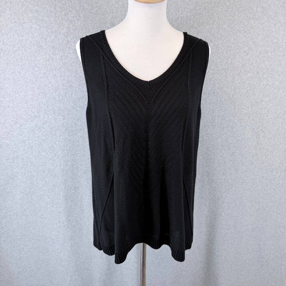 Workshop Republic Clothing XL Black Sleeveless Knit Sweater V Neck Pullover Top
